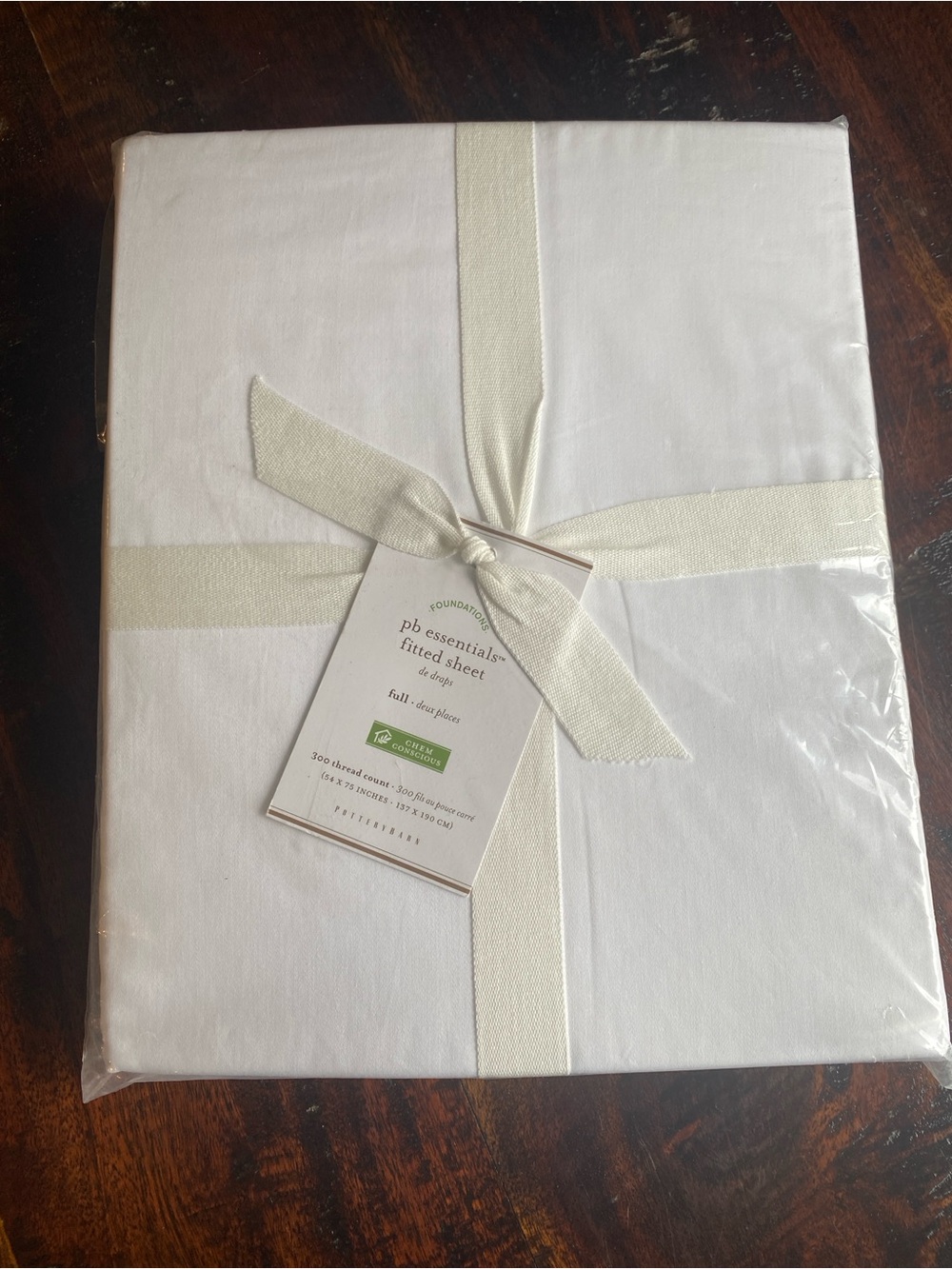 Pottery barn essentials fitted sheet for a full bed white new in package